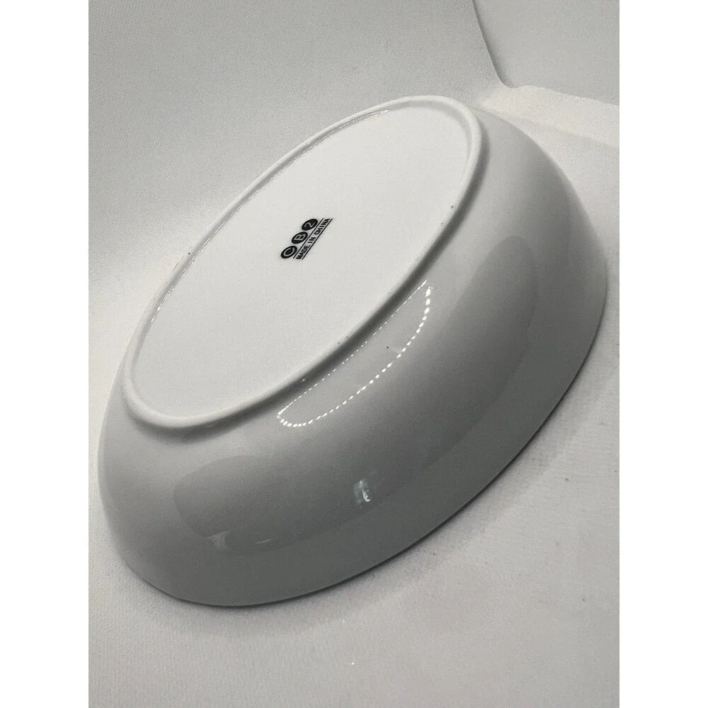 4 CB2 Crate & Barrel White Porcelain egg Shaped oblong oval abstract modern bowl
